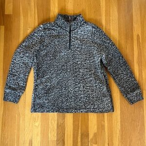 Women's Weatherproof Vintage Sherpa 1/4 Zip Pullover Sweater Black/Gray, Size XL